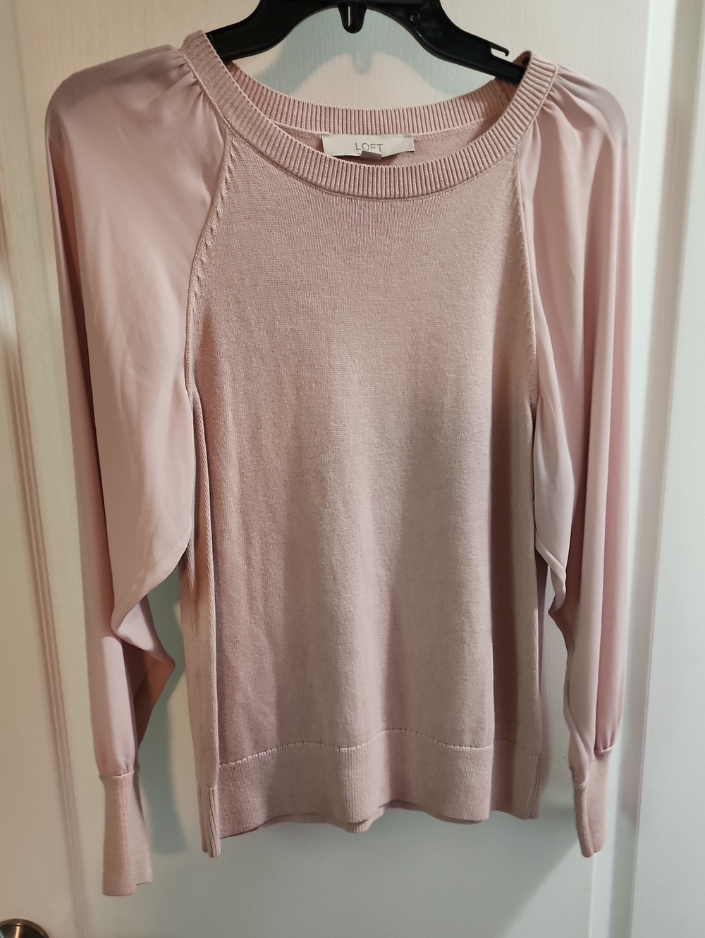 LOFT Dusty Pink Raglan Balloon Sleeve Sweater Size S